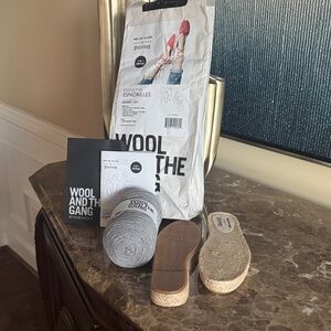 Wool and the Gang Gray Wool Yarn Kit with Neutral Espadrille Soles Size 7